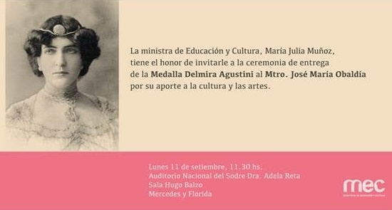 Medalla Delmira Agustina a José María Obaldía
