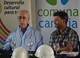 Hugo Achugar, director nacional de Cultura y Juan Carbajal, director de Cultura de la Intendencia de Canelones