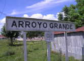 Cartel de estación de trenes de Arroyo Grande (viejo nombre de Ismael Cortinas)